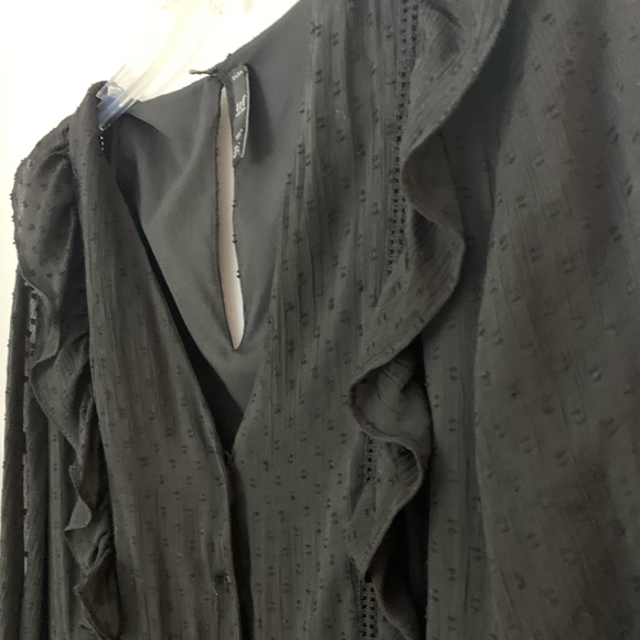 Zara Black Swiss Dot Jumpsuit Pleated Dress - Picture 11 of 16